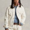 Vita Ralph Lauren Relaxed Fit Canvas Truckerjackor för män Vita Ralph Lauren Relaxed Fit Canvas Truckerjackor för män