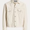 Vita Ralph Lauren Relaxed Fit Canvas Truckerjackor för män Vita Ralph Lauren Relaxed Fit Canvas Truckerjackor för män