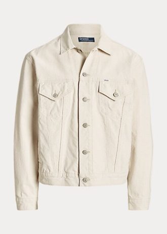 Vita Ralph Lauren Relaxed Fit Canvas Truckerjackor för män