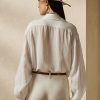 Vita Ralph Lauren Roslin linne voile skjortor för kvinnor