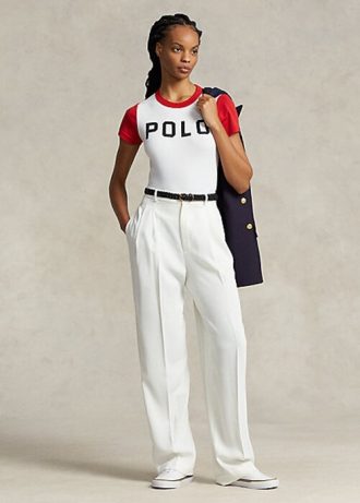 Vita Ralph Lauren Satinbyxor med raka ben för kvinnor