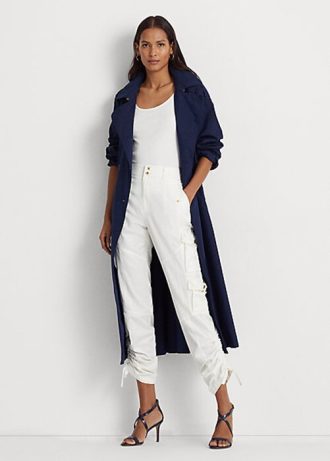 Vita Ralph Lauren Shantung Cargo-byxor för kvinnor