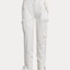 Vita Ralph Lauren Shantung Cargo-byxor för kvinnor Vita Ralph Lauren Shantung Cargo-byxor för kvinnor