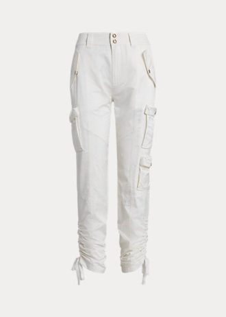 Vita Ralph Lauren Shantung Cargo-byxor för kvinnor