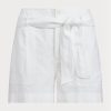 Vita Ralph Lauren Shorts i linne med bälte för kvinnor Vita Ralph Lauren Shorts i linne med bälte för kvinnor