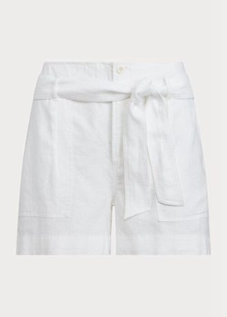Vita Ralph Lauren Shorts i linne med bälte för kvinnor