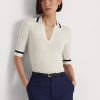 Vita Ralph Lauren Silk-Blend kortärmade tröjor för kvinnor