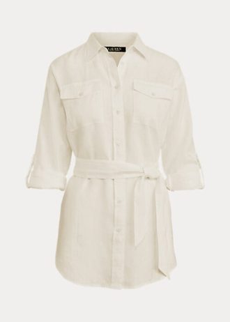 Vita Ralph Lauren skjortor i linne med bälte för kvinnor