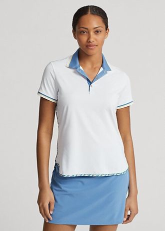 Vita Ralph Lauren skräddarsydda pikétröjor i passform för kvinnor