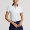 Vita Ralph Lauren skräddarsydda pikétröjor med kvarts dragkedja för kvinnor