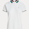 Vita Ralph Lauren skräddarsydda pikétröjor med kvarts dragkedja för kvinnor