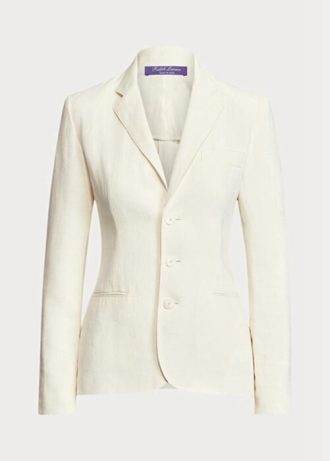 Vita Ralph Lauren Skye Canvas Blazers i linne för kvinnor