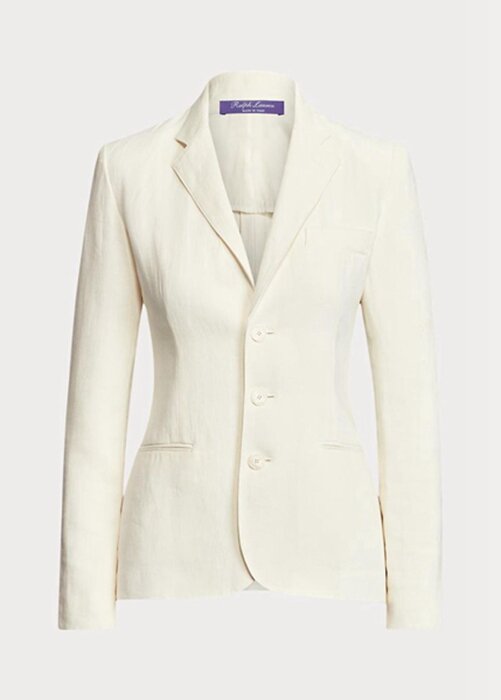 Vita Ralph Lauren Skye Canvas Blazers i linne för kvinnor Vita Ralph Lauren Skye Canvas Blazers i linne för kvinnor