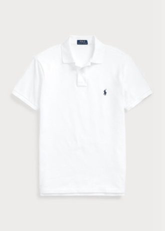 Vita Ralph Lauren Slim Fit Mesh pikétröjor för män