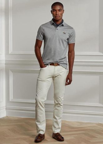 Vita Ralph Lauren Slim Fit Stretch Jeans för män