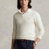 Vita Ralph Lauren Slim Fit Tröja med texturerad bomull för män Vita Ralph Lauren Slim Fit Tröja med texturerad bomull för män