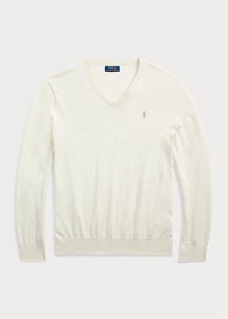 Vita Ralph Lauren Slim Fit Tröja med texturerad bomull för män