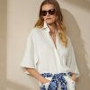 Vita Ralph Lauren Soloman blusskjortor i linne för kvinnor