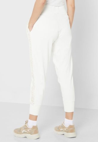 Vita Ralph Lauren stickade byxor med hög midja för kvinnor