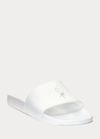 Vita Ralph Lauren stora ponnytofflor för kvinnor