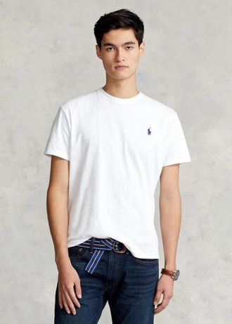 Vita Ralph Lauren T-shirts i klassisk passform för män med rund hals