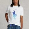 Vita Ralph Lauren T-shirts med stor ponnytröja i klassisk passform för män