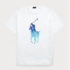 Vita Ralph Lauren T-shirts med stor ponnytröja i klassisk passform för män