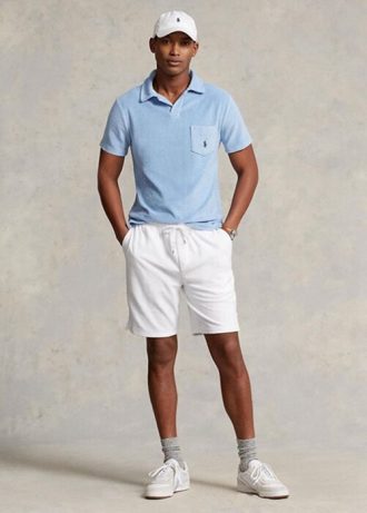 Vita Ralph Lauren Terry Shorts med dragsko för män