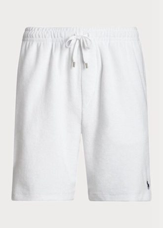 Vita Ralph Lauren Terry Shorts med dragsko för män