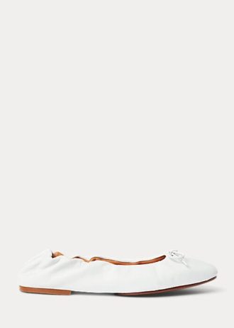 Vita Ralph Lauren The Pony Ballet Flat Shoes för kvinnor
