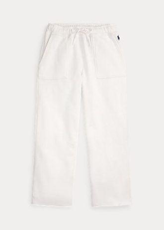 Vita Ralph Lauren Träningsbyxor i fleece med cutoff-fåll för kvinnor Vita Ralph Lauren Träningsbyxor i fleece med cutoff-fåll för kvinnor