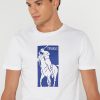 Vita Ralph Lauren tryckta T-shirts med rund hals för män