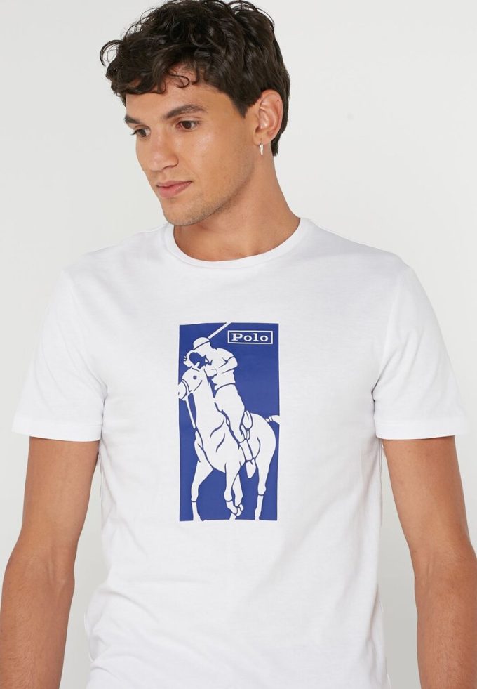 Vita Ralph Lauren tryckta T-shirts med rund hals för män