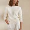 Vita Ralph Lauren utsmyckade RL-tröjor i bomullsblandning för kvinnor