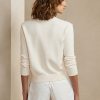 Vita Ralph Lauren utsmyckade RL-tröjor i bomullsblandning för kvinnor