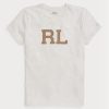 Vita T-shirts från Ralph Lauren Rl-mockaapplikationer för kvinnor