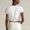 Vita T-shirts från Ralph Lauren Rl-mockaapplikationer för kvinnor