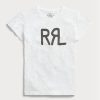 Vita T-shirts i bomullströja med logotyp Ralph Lauren för kvinnor