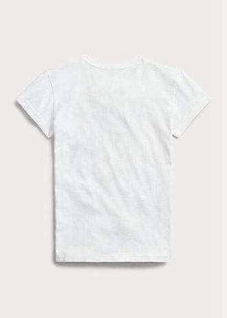 Vita T-shirts i bomullströja med logotyp Ralph Lauren för kvinnor