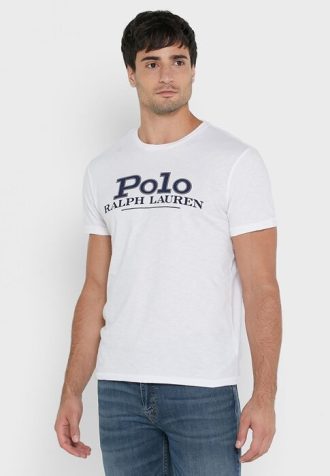 Vita t-shirts med Ralph Lauren bröstlogotyp för män