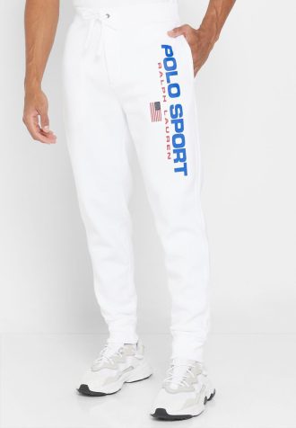 Vita träningsbyxor med Ralph Lauren logotyp för män Vita träningsbyxor med Ralph Lauren logotyp för män