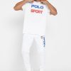 Vita träningsbyxor med Ralph Lauren logotyp för män Vita träningsbyxor med Ralph Lauren logotyp för män